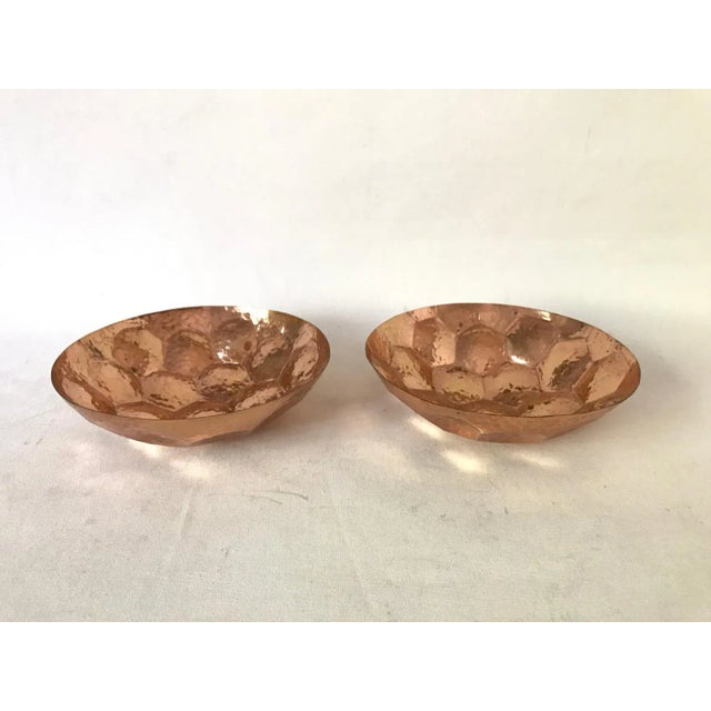 1990s Mid-Century Inspired Hammered Cooper Candy Trinket Bowls Eclectic by Tom Dixion - a Pair For Sale - Image 5 of 6