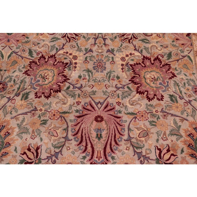 Art Nouveau Art Nouveau Pak-Persian Taupe/Maroon Wool Rug - 8'10'' X 12'7'' For Sale - Image 3 of 9