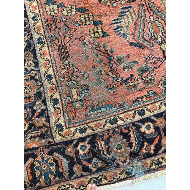Antique Persian Lilihan Mahal Rusty-Coral Red Abrash Rug 8.8 x 12.4 For Sale In Milwaukee - Image 6 of 6