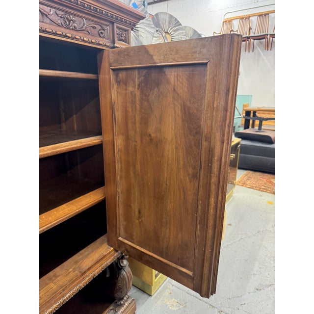 Antique French Renaissance Revival Carved Oak Hunt Cabinet / Buffet For Sale - Image 15 of 16