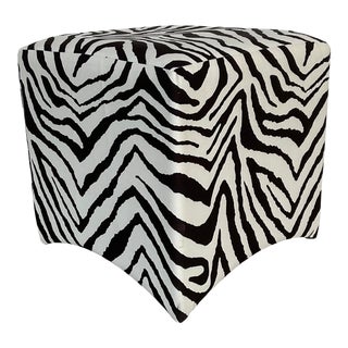 Modern Black and White Zebra Ottoman For Sale