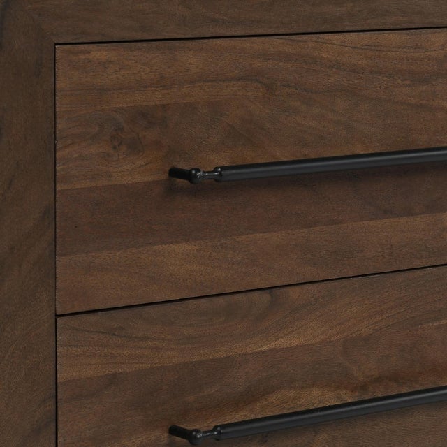 Wood Modern Brown Acacia 2-Drawer Nightstand For Sale - Image 7 of 8