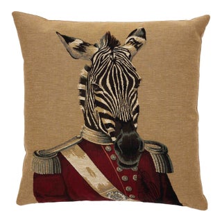 Sergeant Zebra Tapestry Cushion With Feather Filler - 46x46cm (18"x18") For Sale