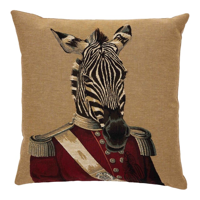 Sergeant Zebra Tapestry Cushion With Feather Filler - 46x46cm (18"x18") For Sale