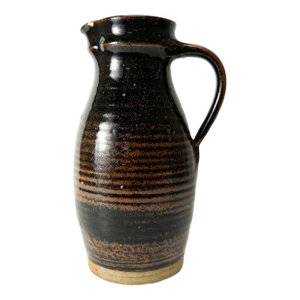 Studio Pottery Pitcher Black & Brown Glaze