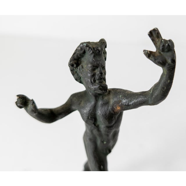 Metal 20th Century Italian Grand Tour Verdigris Neapolitan Bronze of the Dancing Faun For Sale - Image 7 of 10