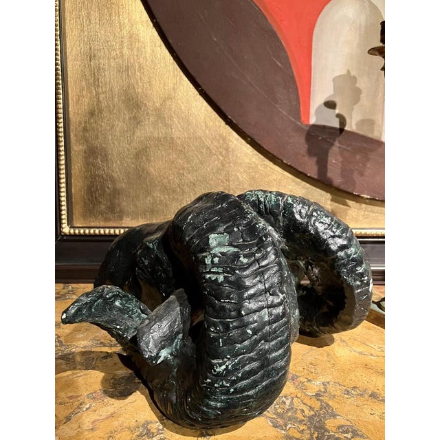 Paint Vintage Patinated Plaster Rams Head Sculpture in the Neoclassical Taste For Sale - Image 7 of 11