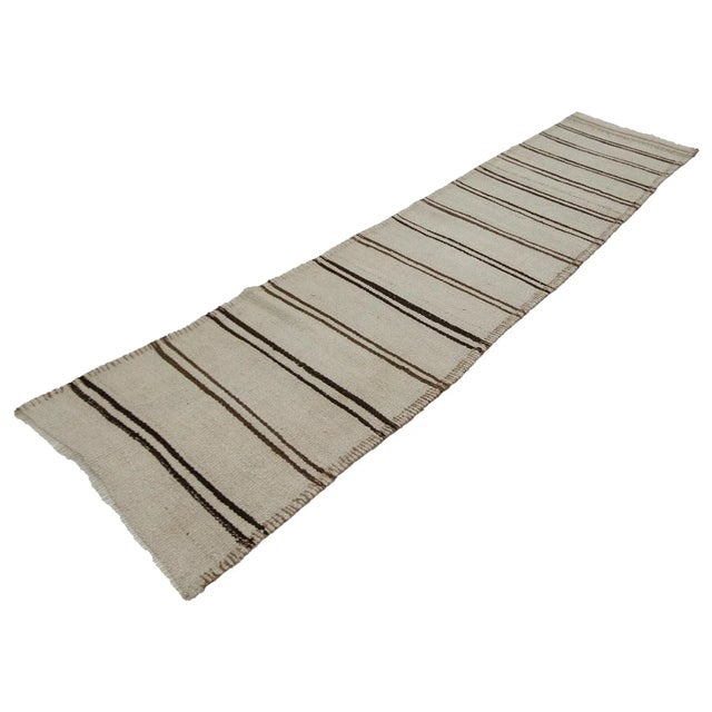 Turkish Vintage Natural Kilim Runner- 2′6″ × 10′6″ For Sale - Image 3 of 7