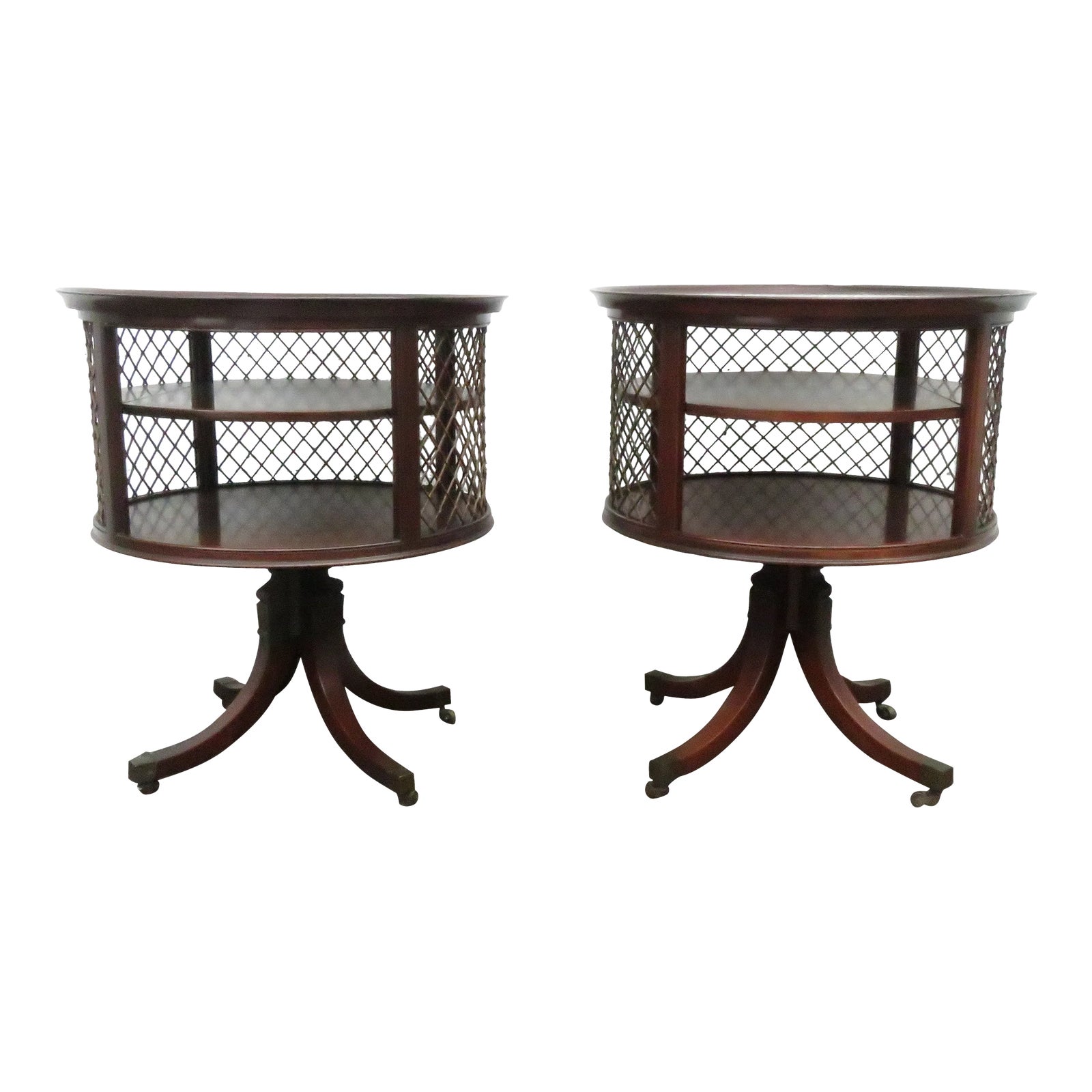 Grosfelds 1940s Flame Mahogany Side End Tables With Pull Out Tray a ...