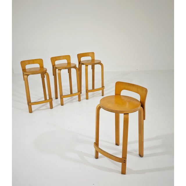 Vintage Wooden Stools by Alvar Aalto for Artek, 1970s, Set of 4 For Sale - Image 18 of 18