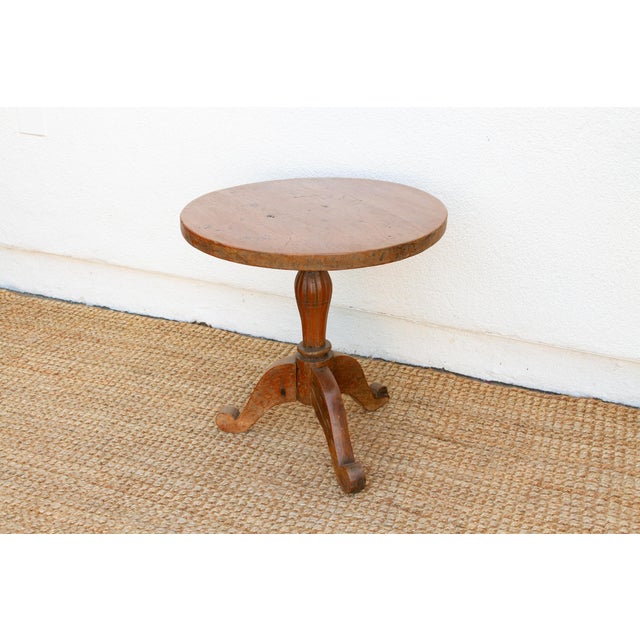 Indian Antique Colonial Teak Round End Table For Sale - Image 3 of 10