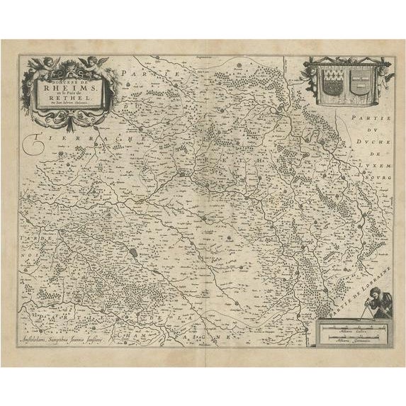 Antique Map of French Rethelois or Rethel Region attributed to Janssonius, 1650s For Sale - Image 6 of 6