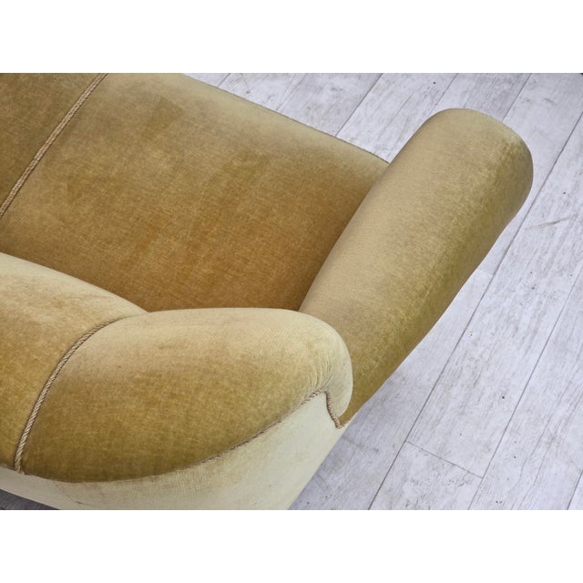 Danish Light Green Velour Three-Seater Sofa, 1960s For Sale - Image 11 of 18