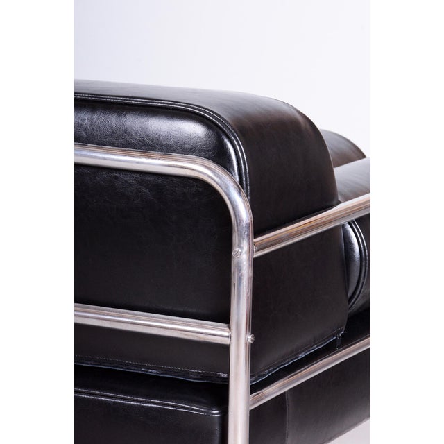 Bauhaus Sofa in Chromed Steel and Leather by Robert Slezák, Czech, 1930s For Sale - Image 11 of 12