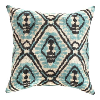 Turkish Hand Woven Silk Velvet Ikat Pillow 20'' #Ti 289 For Sale