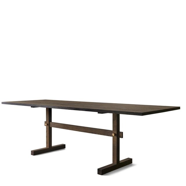 Gray Gaspard Dark Oak and Brass Dining Table 240 by Eberhart Furniture For Sale - Image 8 of 10