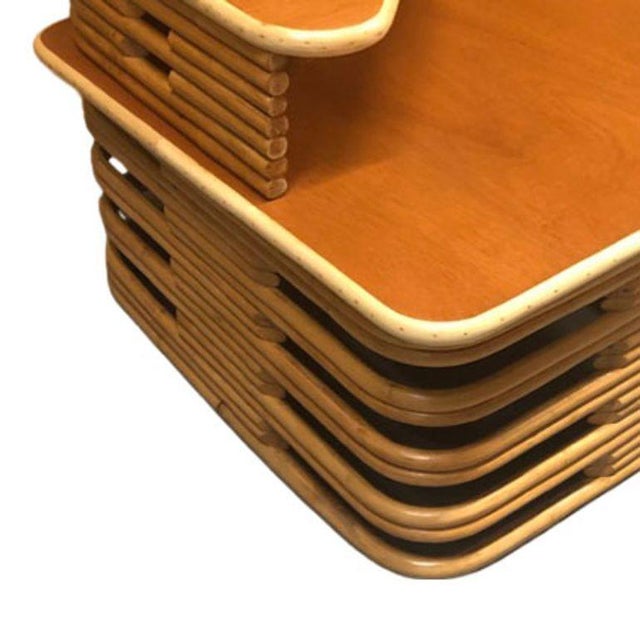 1950s Restored Stacked Rattan & Mahogany Side/Corner Table 3 Piece Set For Sale - Image 11 of 11