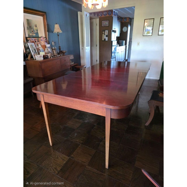 Beautifully crafted by Watertown Slide, this vintage expandable dining table showcases a timeless blend of mid-century...