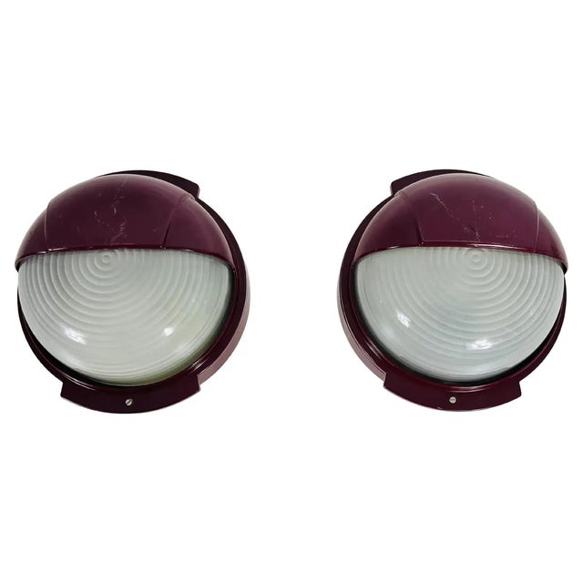 Midcentury Metal and Glass Wall Lamps, Italy, 1960s - A Pair For Sale - Image 12 of 12