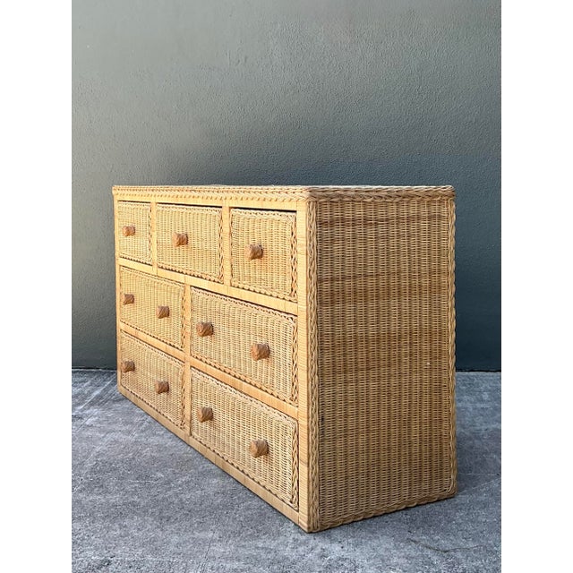 Wood Vintage Woven Rattan Dresser For Sale - Image 7 of 12