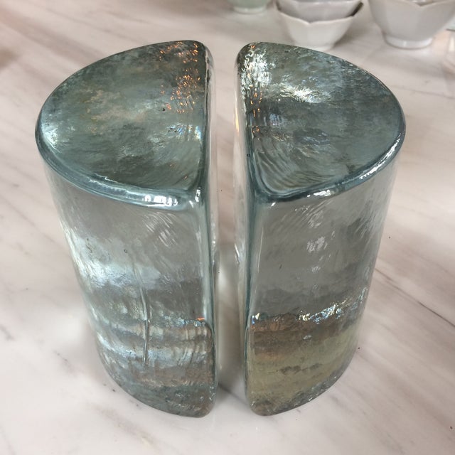 Blenko Mid Century Heavy Glass Bookends a Pair Chairish