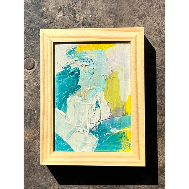 Vintage Original Abstract Oil Painting on Board For Sale In West Palm - Image 6 of 12