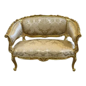 French Settee Bench With Gold Details