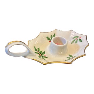 Mid 20th Century Small Lenox China Candlestand, Holiday Pattern For Sale