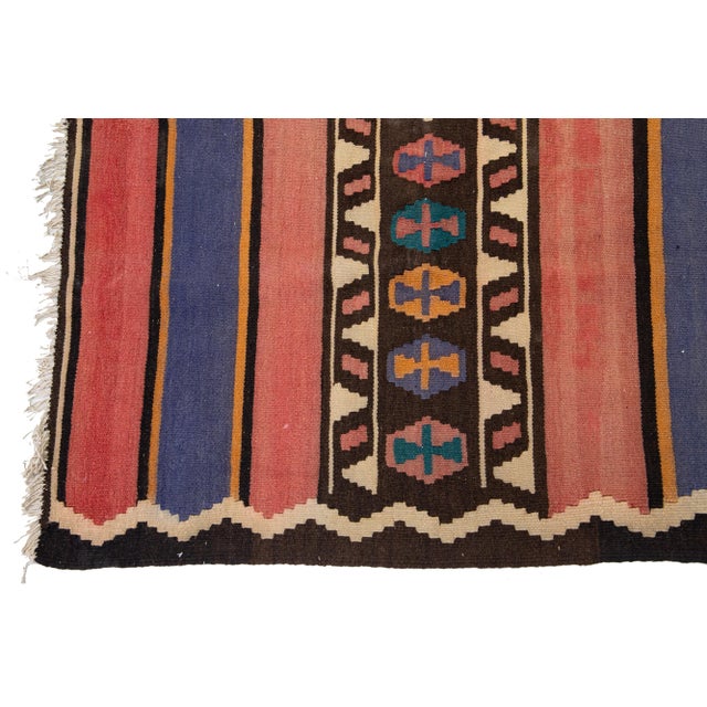 1960s Vintage Turkish Kilim Peach Handmade Tribal Wool Rug For Sale In New York - Image 6 of 8