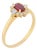 Vintage Ruby Diamond 18k Yellow Gold Cluster Ring, Size 9 For Sale