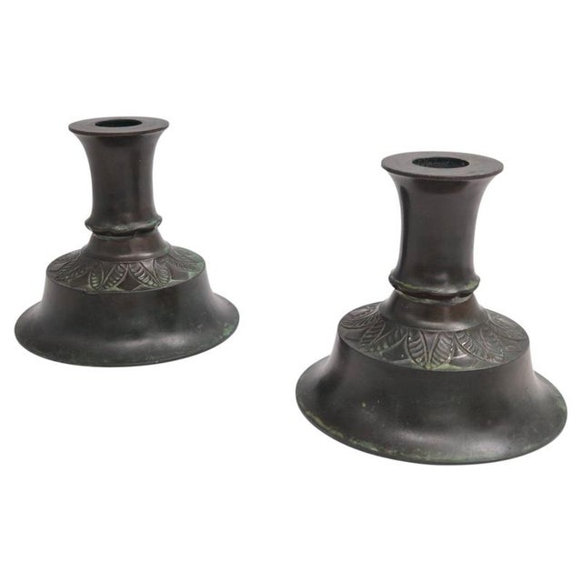 Black Danish Grace Candleholders in Disko Metal by Just Andersen, 1920s, Set of 2 For Sale - Image 8 of 8