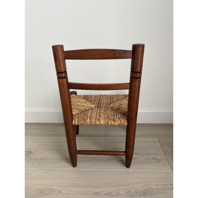 1980s Vintage Childrens Chair in Wood and Woven Straw, 1980s For Sale - Image 5 of 6