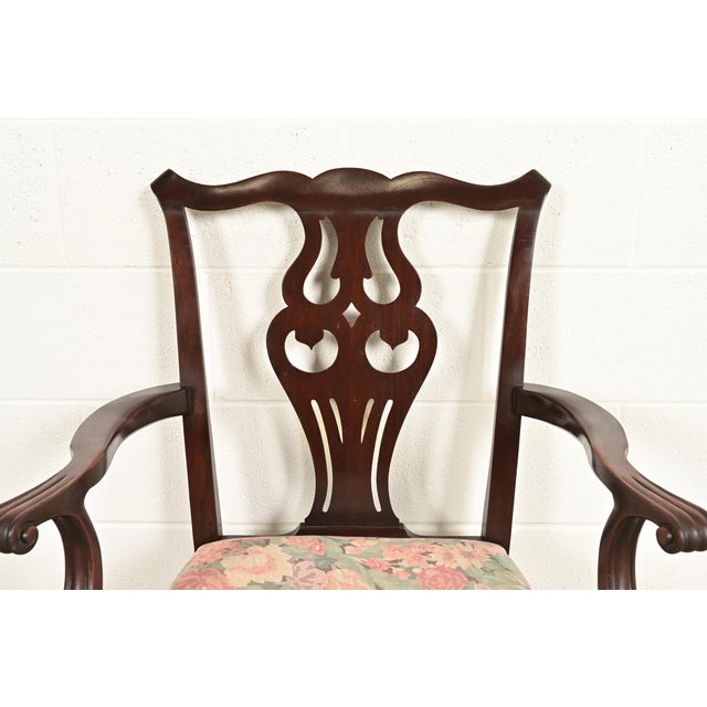 Ethan Allen Georgian Carved Mahogany Armchair For Sale In South Bend - Image 6 of 14