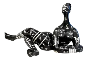 Modern Black & White Sculpture of a Reclining Tribal Tattooed African Queen