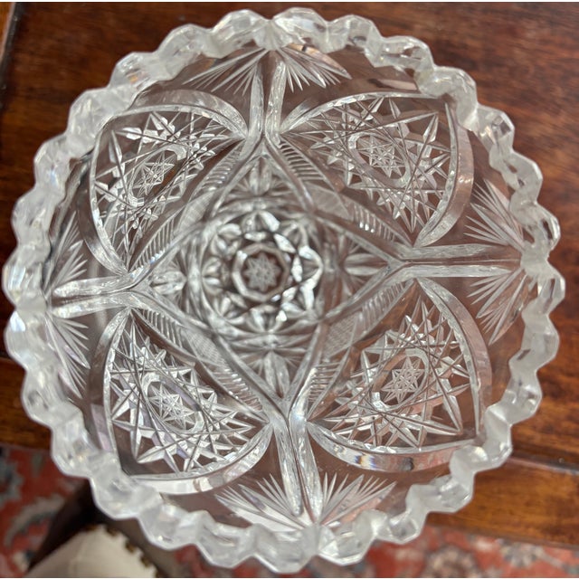 Transparent Antique American Brilliant Cut Glass Vase For Sale - Image 8 of 9
