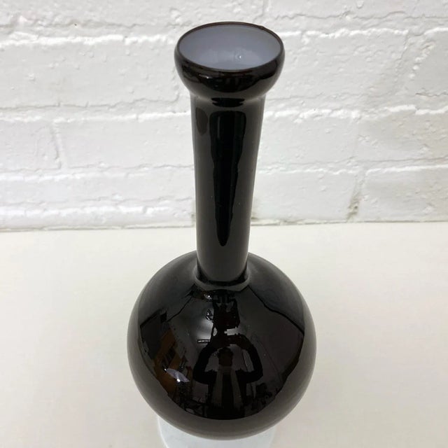 Vintage Black / White Italian Cased narrow neck vase Empoli Cased Glass 12¾” x 5” Empoli Cased Glass was popular during...