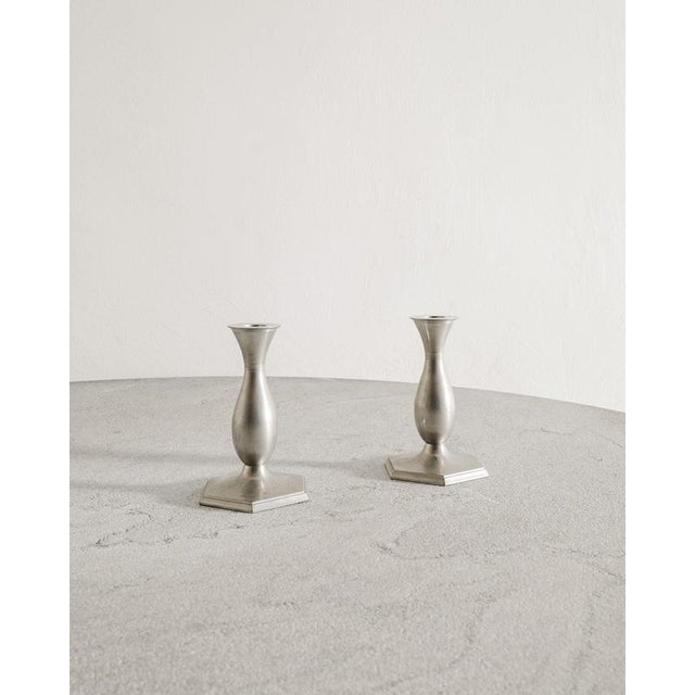 1940s Danish Mid-Century Sculptural Pewter Candlesticks by Just Andersen, 1940s, Set of 2 For Sale - Image 5 of 5