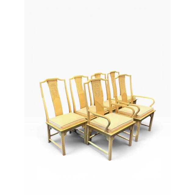 1990s Century Furniture Raymond Sobota Faux Goatskin Dining Chairs- Set of 6 For Sale - Image 13 of 14