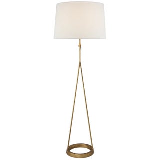 Visual Comfort Signature Dauphine Floor Lamp in Gilded Iron with Linen Shade For Sale