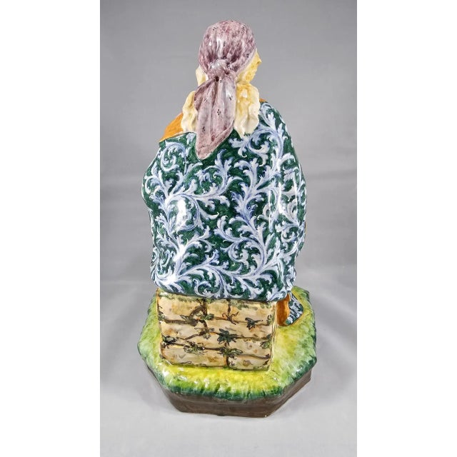 Large 1940s Minghetti Faience Madonna & Child Figurine For Sale - Image 4 of 12