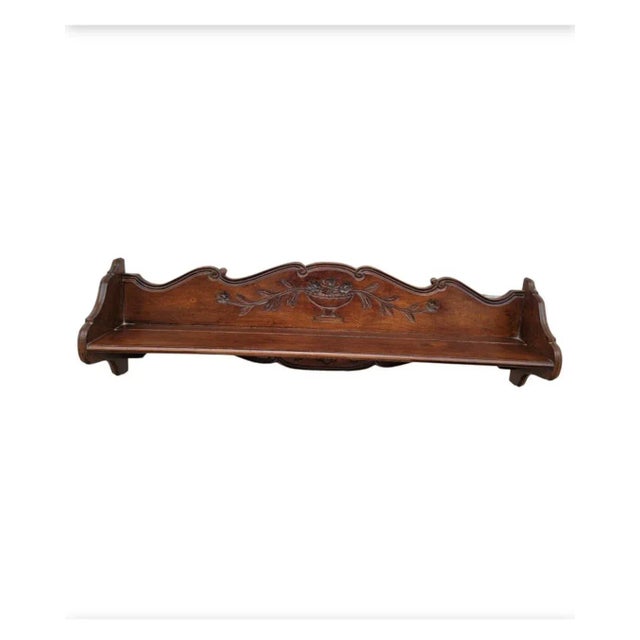Large 47 inches Vintage, hand Carved Walnut French Wall Shelf. Numbered item made in France exclusively for Bloomingdale...