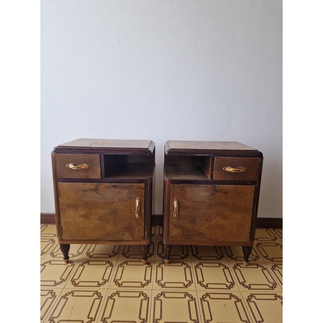 Art Deco Burl Bedside Tables, 1930, Set of 2 For Sale - Image 10 of 17