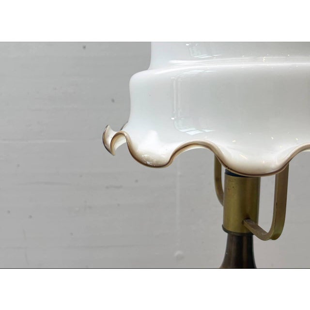 Wood Table Lamp with Wavy Glass Shade in Murano Glass, 1920s For Sale - Image 7 of 15