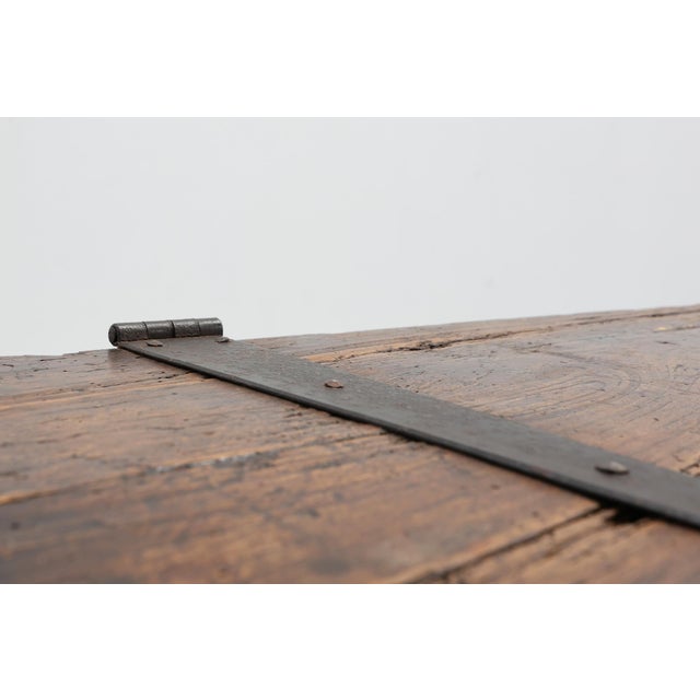 Flemish Oak Blanket Chest with Panelled Front and Iron Lock, 1825 For Sale - Image 10 of 14