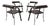 Vintage Black Armchairs with Armrests, 1980s, Set of 4 For Sale