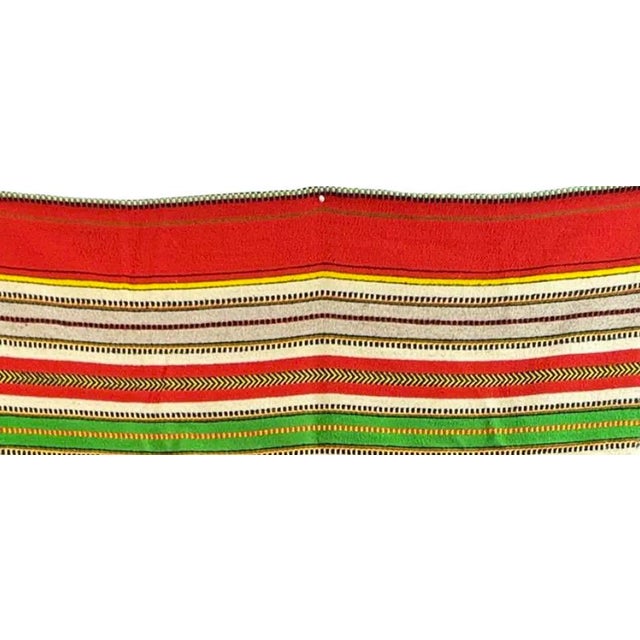Mexican Vintage Mid-Century Mexican Hand-Woven Wool Serape — 83" X 57" For Sale - Image 3 of 14