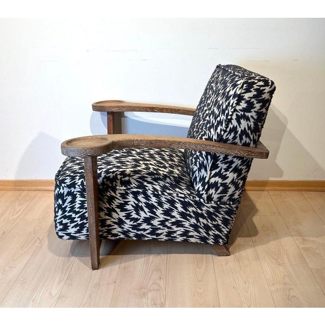 1930s Art Deco Limed Oak Club Chair from De Coene, Belgium, 1930s For Sale - Image 5 of 18