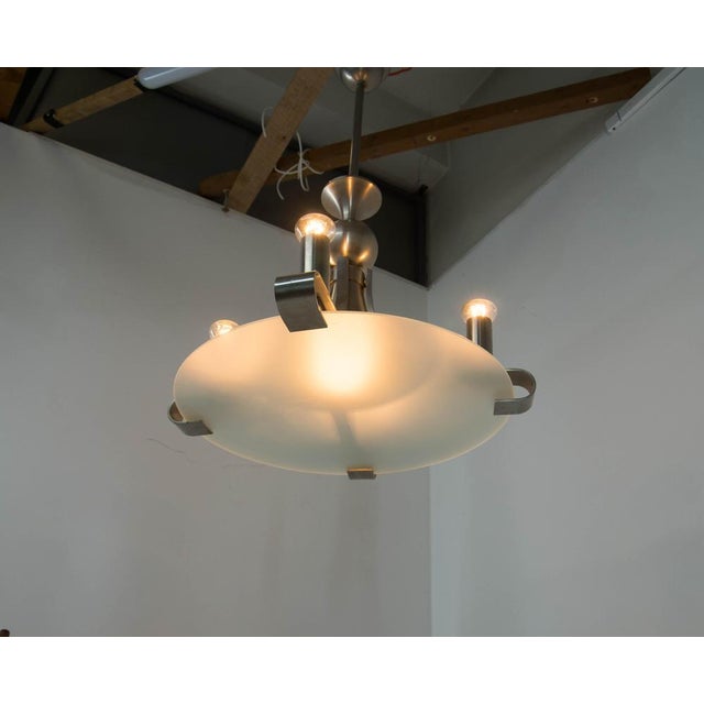 Art Deco Metal Chandelier, Europe, 1930s For Sale - Image 9 of 12