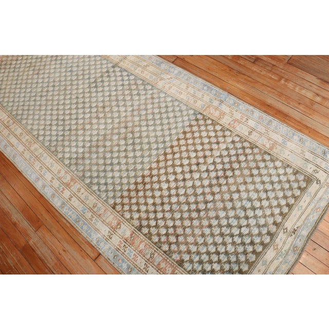 Blue Antique Zabihi Collection Persian Seraband Runner - 3'9" x 9'10" For Sale - Image 8 of 8