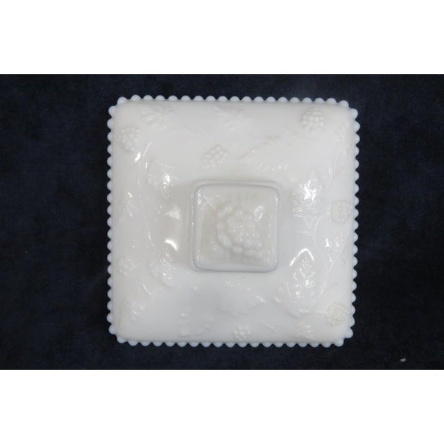 Early 20th Century Westmoreland White Milk Glass Beaded Grape Footed Candy Dish With Lid For Sale - Image 10 of 14